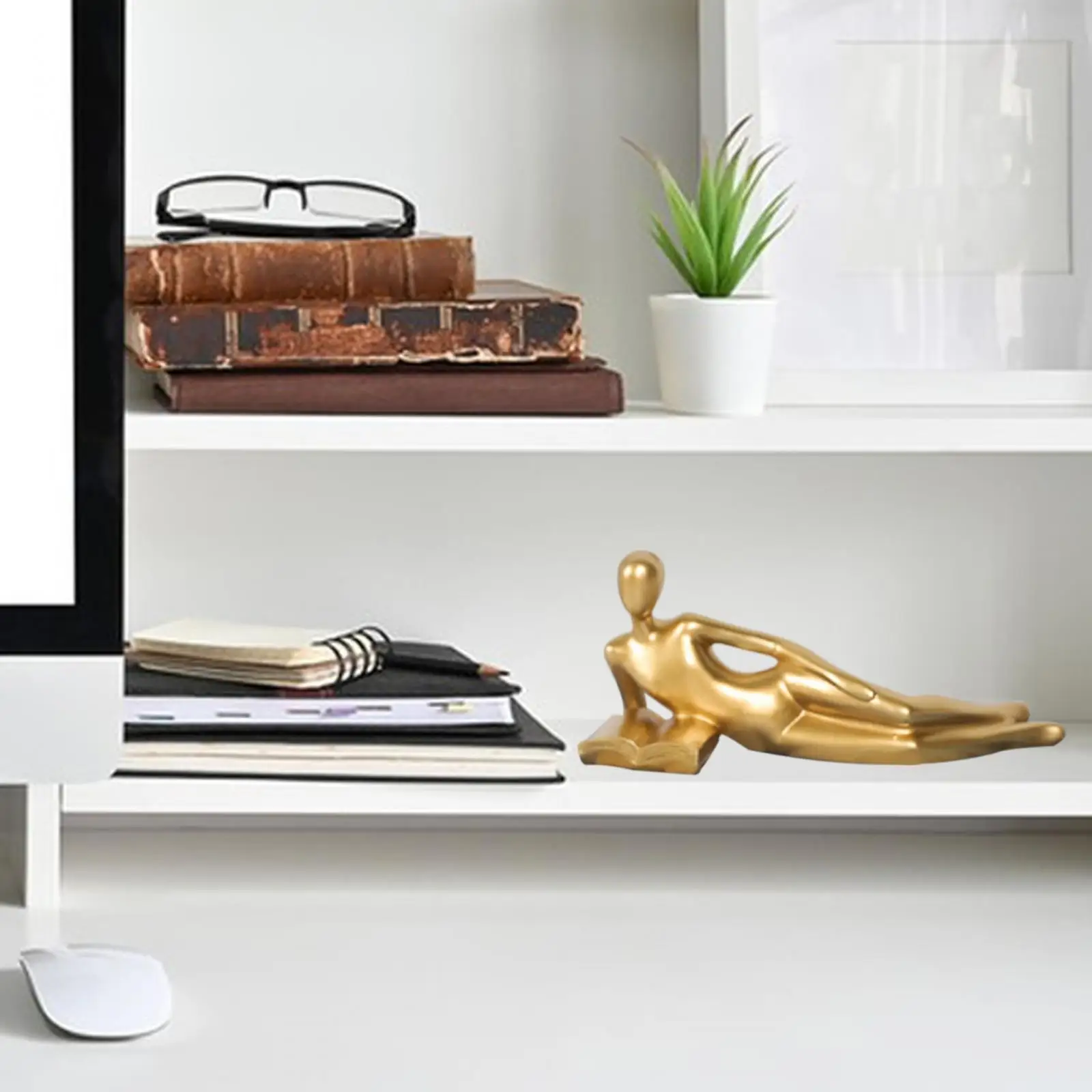 Abstract Thinker Statue Golden Decorative Desktop Modern Nordic Tabletop Decor for Home Living Room Bookcase Restaurant Office