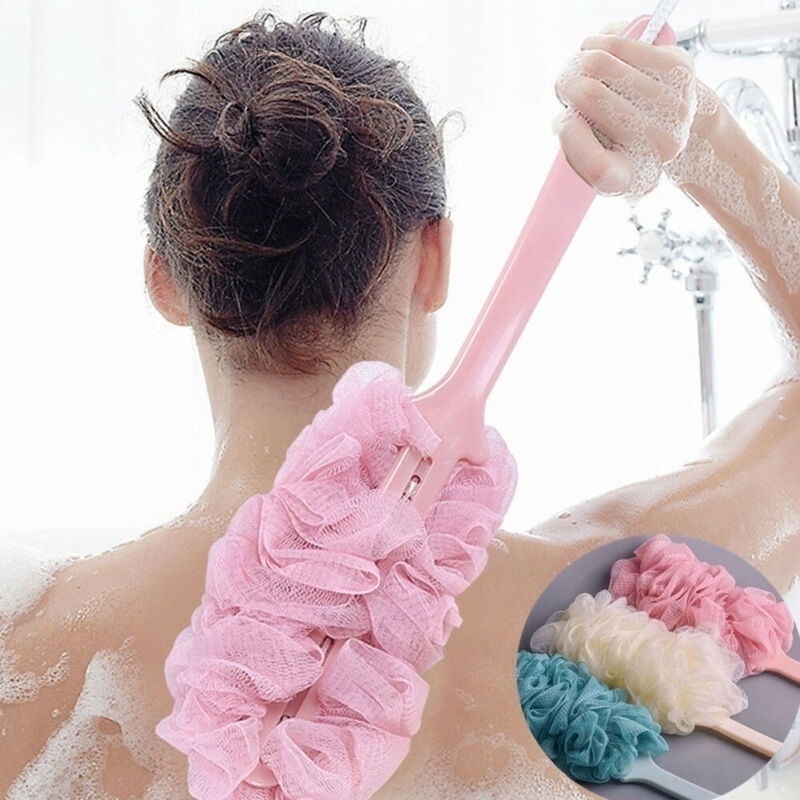 1PCS Lange Griff Bad Pinsel Zurück Bad Dusche Wäscher Körper Weiche Mesh Peeling Puff Sauber Selbst Bad Zurück Pinsel – Detail 1
