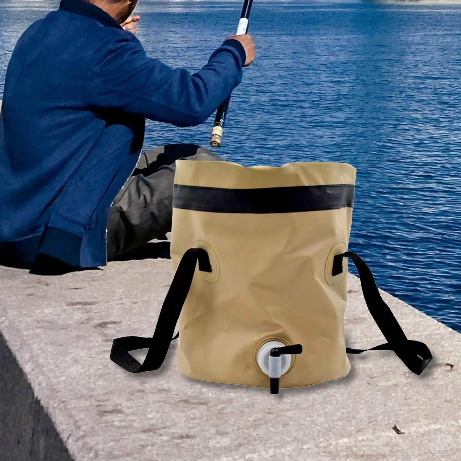 Collapsible Bucket Folding Folding with Zipper Lid Lightweight Water Container