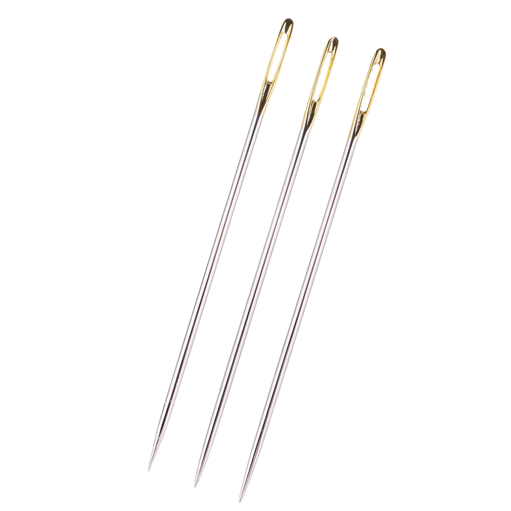 Description Picture 5 of item3 Pieces Extra Long Large Eye Stitching Needles, Steel, Embroidery & Darners Tool, Easy Thread Hand Sewing Needle