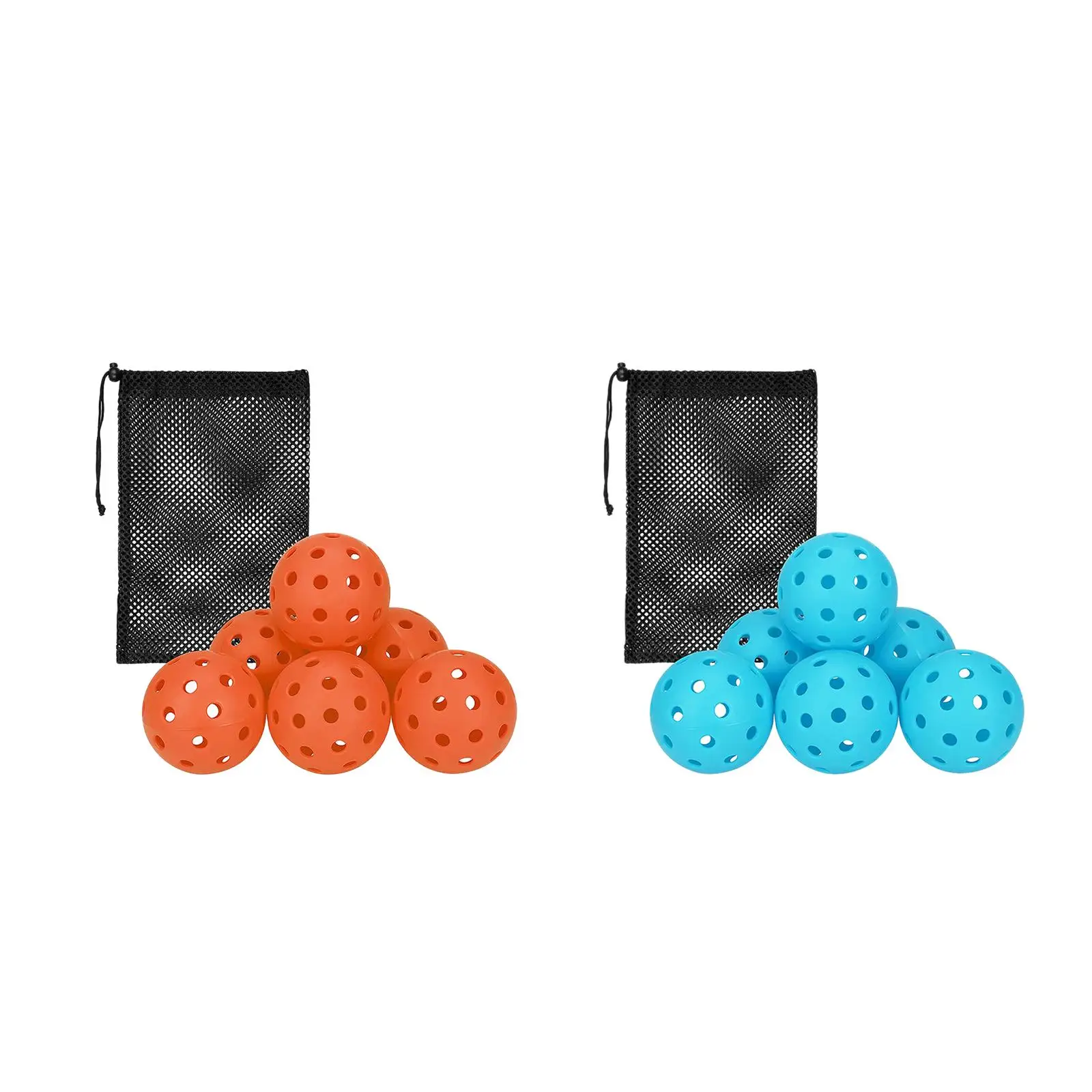 6x 40 Holes Pickleball Balls with Mesh Bag Pickleball Accessories for Adult