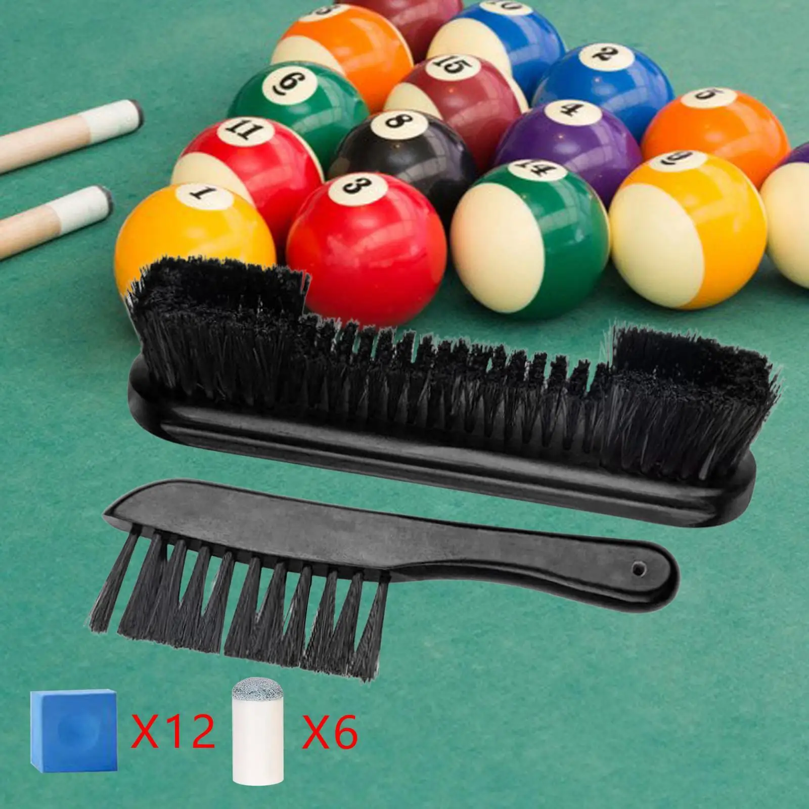 Billiards Brush Comfortable Gripping Portable Wood Handle Slip on Pool Cue Tips Replacements Billiards Table Cleaning Tool