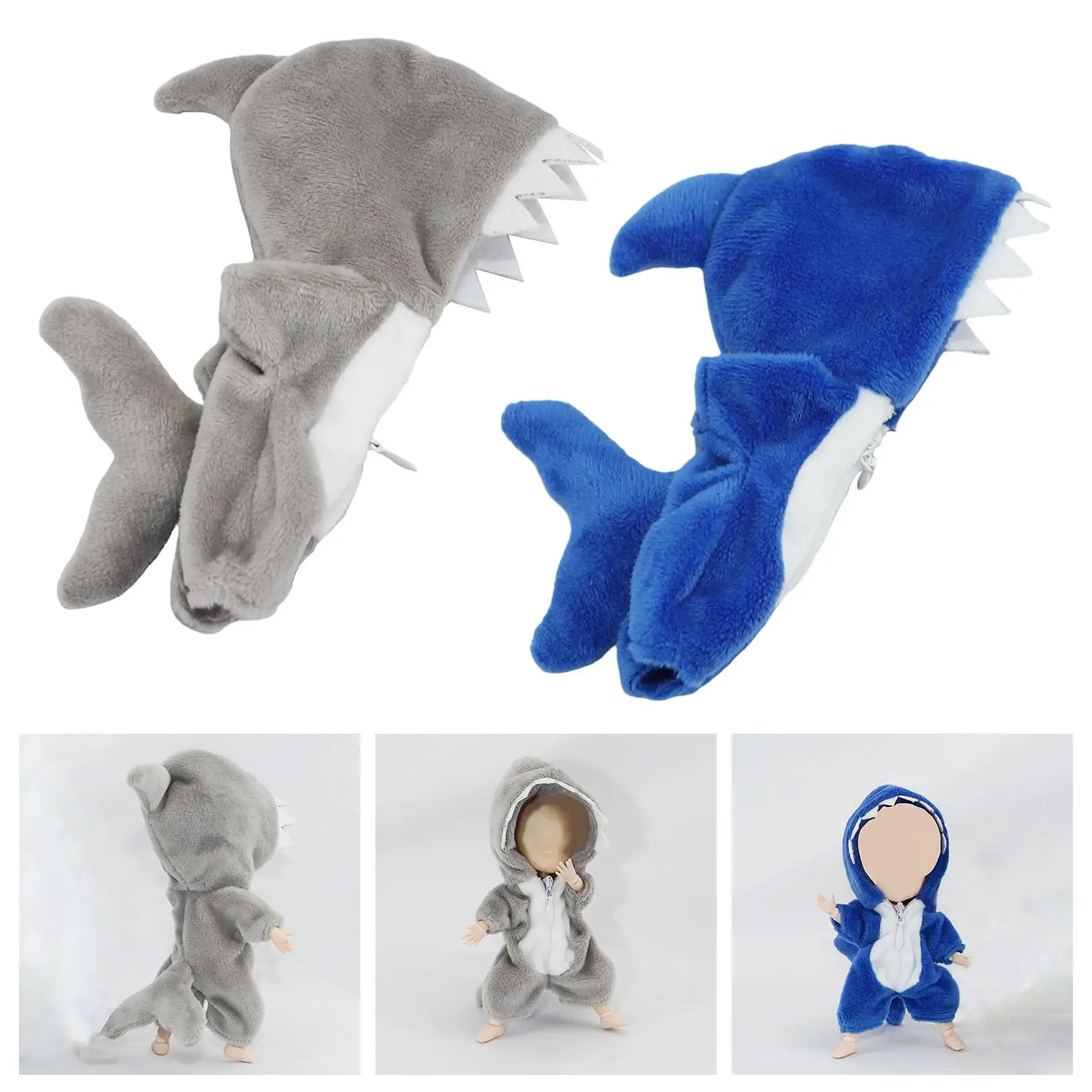 Cute Doll Clothes Shark Bodysuit Cosplay Costume for 1:12 Doll Accessories