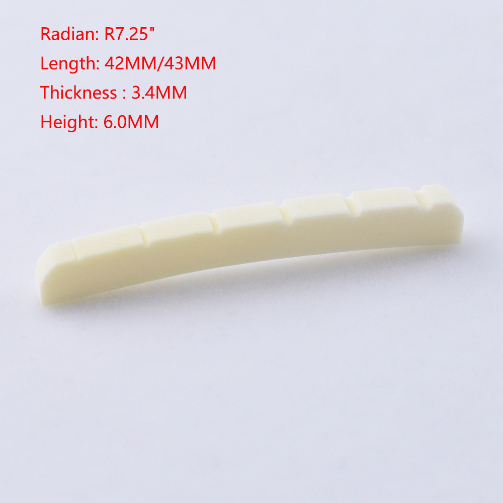 1 stück Echt Schlitz Knochen Mutter Für Elektrische Gitarre (Unten Flach/R 7,25/R10 42MM/43MM * 3,4 MM * 6MM) – Detail 3