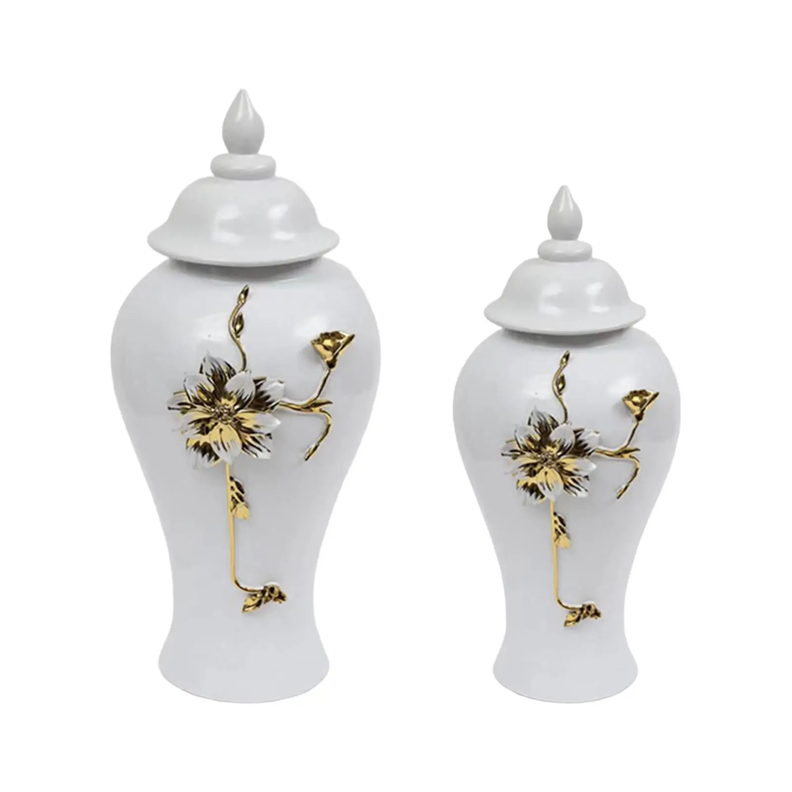 Porcelain Vase Temple Jar with Lid Oriental Style Ginger Jar Room Decor Multi Purpose Fine Glaze Finish Delicate