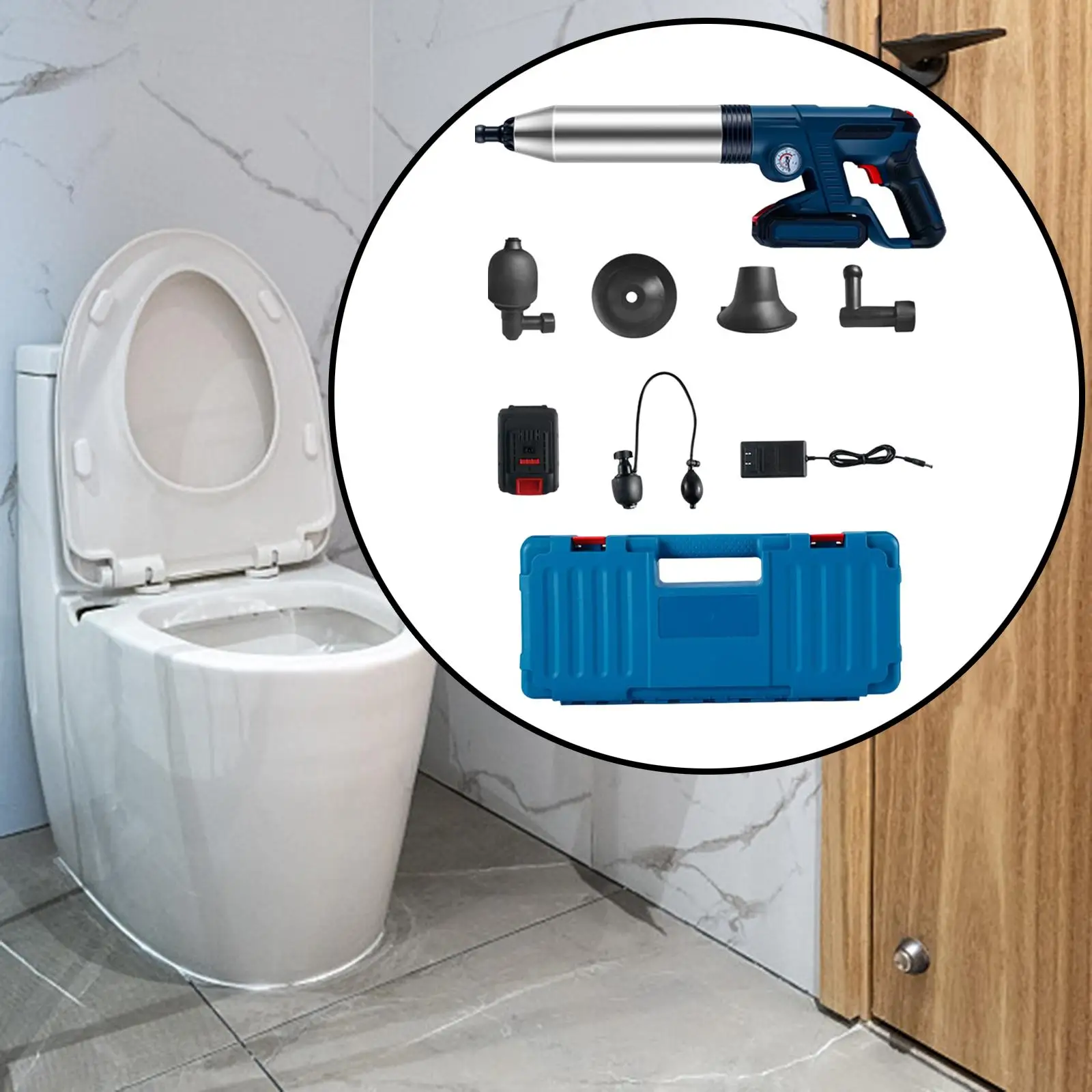 Electric Toilet Dredge Tool Replaceable Heads Sewer Dredge Clogged for Hotel