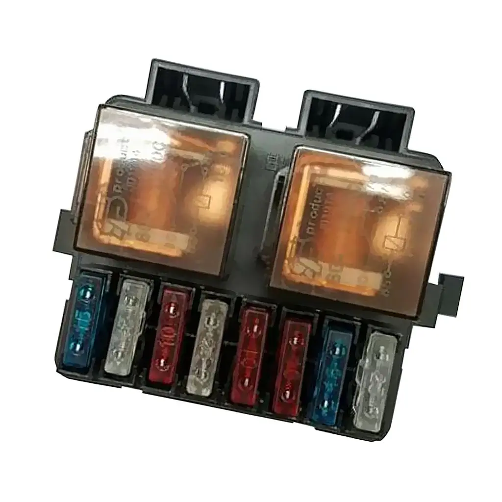 Auto Boat Truck 12V 2-Way Relay Fuse Box Holder with 8 Blade Universal Car Block