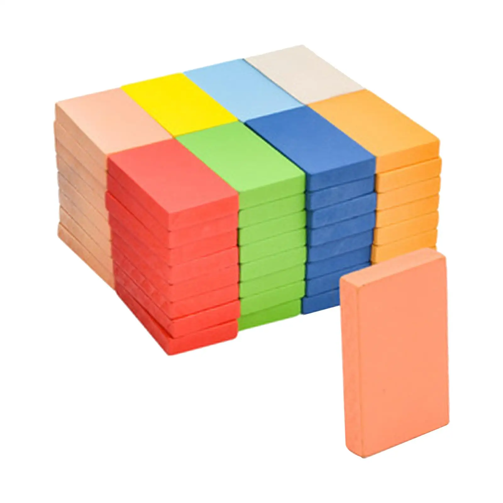 80Pcs Colorful Wooden Blocks Set Toddler Educational Games Racing Tile Toy