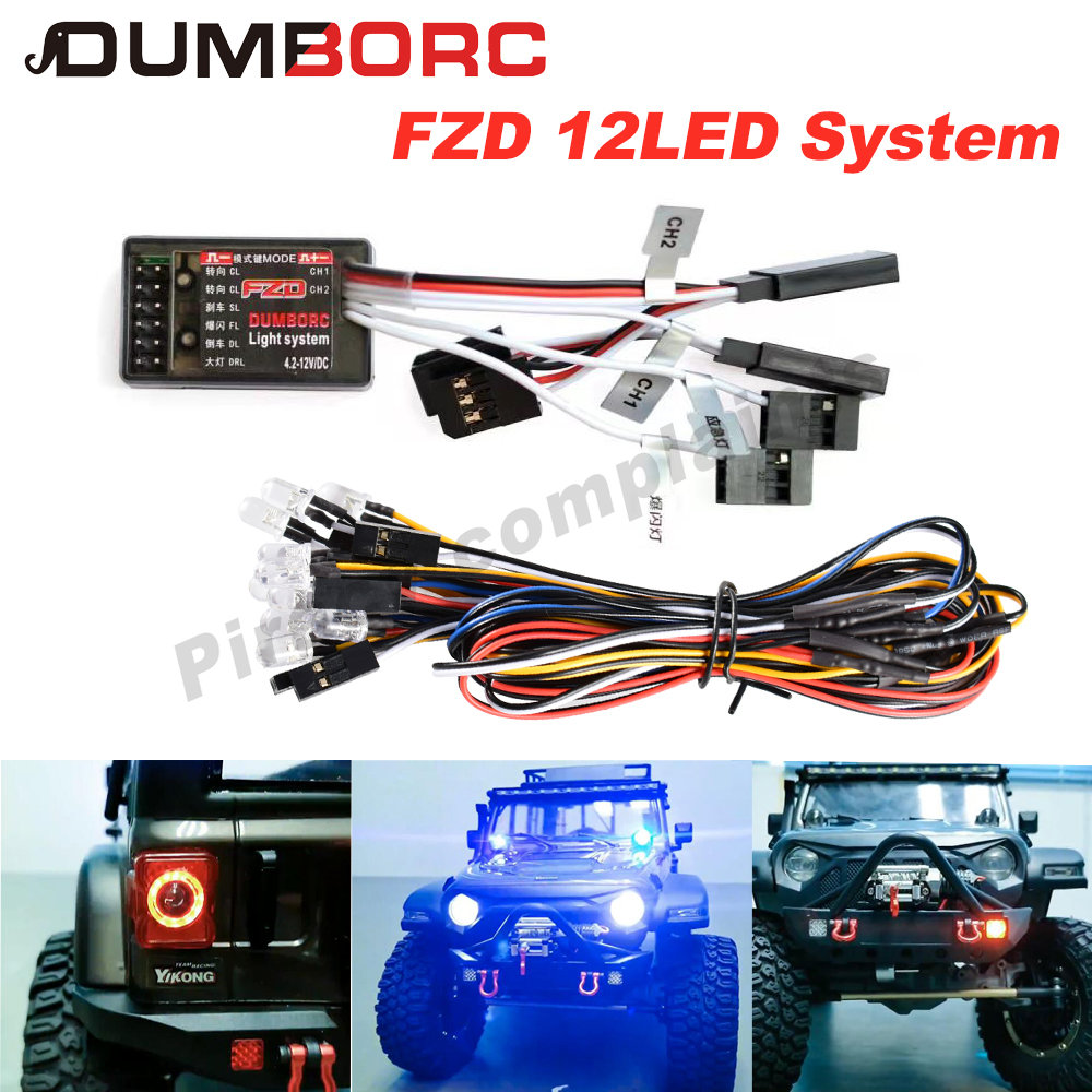 DumboRC 12 LED System with 10A Brushed ESC Controller Kit - Compatible with 1/10 & 1/8 RC Drift Cars HSP TAMIYA CC01 Axial SCX10 4WD Trucks 