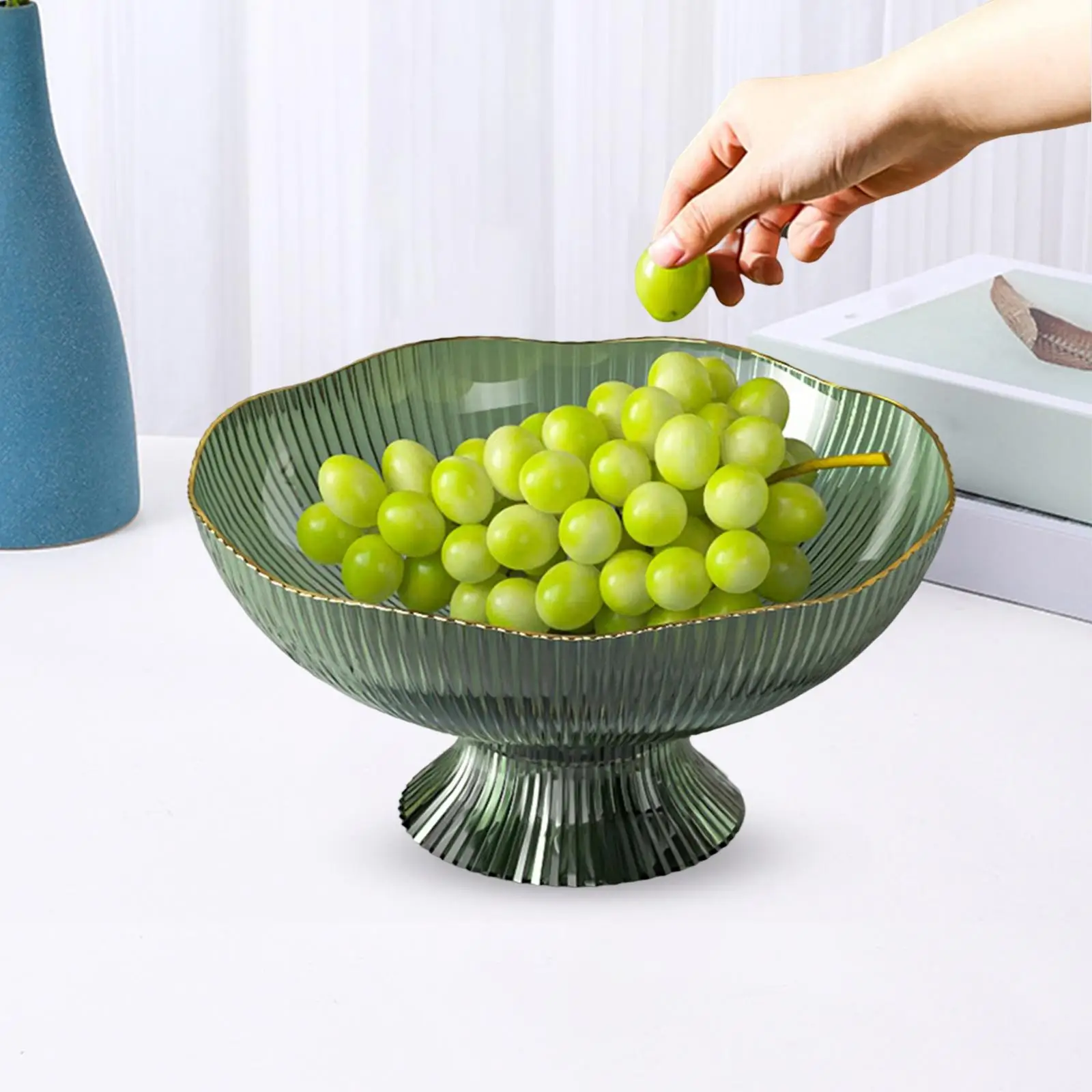 Fruit Bowl Dessert Display Stand with Draining Holes Dish Holder Snacks Fruit Basket Bowl for Kitchen Countertop Home Ornaments