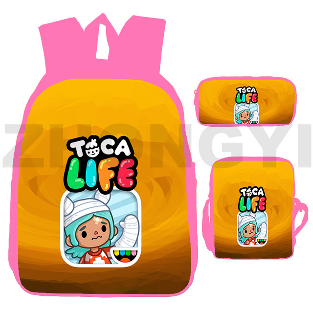 Fashion Toca Life World Game 3 Pcs/set Toca Boca Backpacks for School  Teenagers Girls 3D Anime Pink Softback Bag Travel Mochila