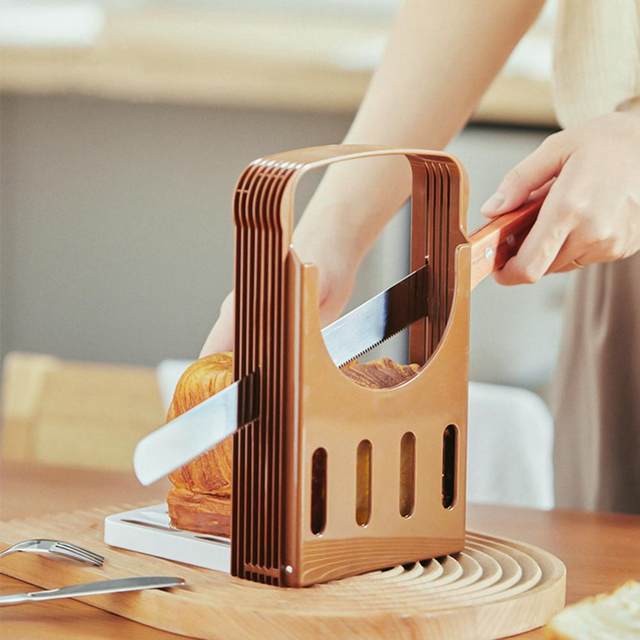 Wholesale ZXX Toast Bread Slicer Plastic Foldable Adjustable Loaf Cutter  Rack Cutting Guide Slicing Tool bread cutter slicer From m.