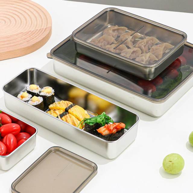 Refrigerator Stainless Steel Cheese Container Elevated Base Fridge Deli  Meat Storage Box Kitchen Food Storage Container With Lid - AliExpress