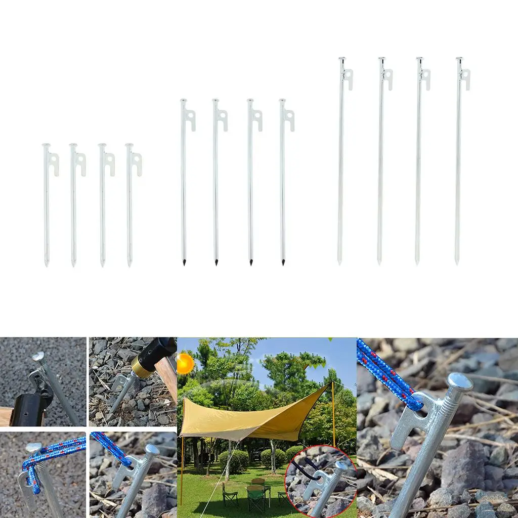 4 Pieces Outdoor Camping Tent Stakes Awning Tarp Ground Nails Pegs