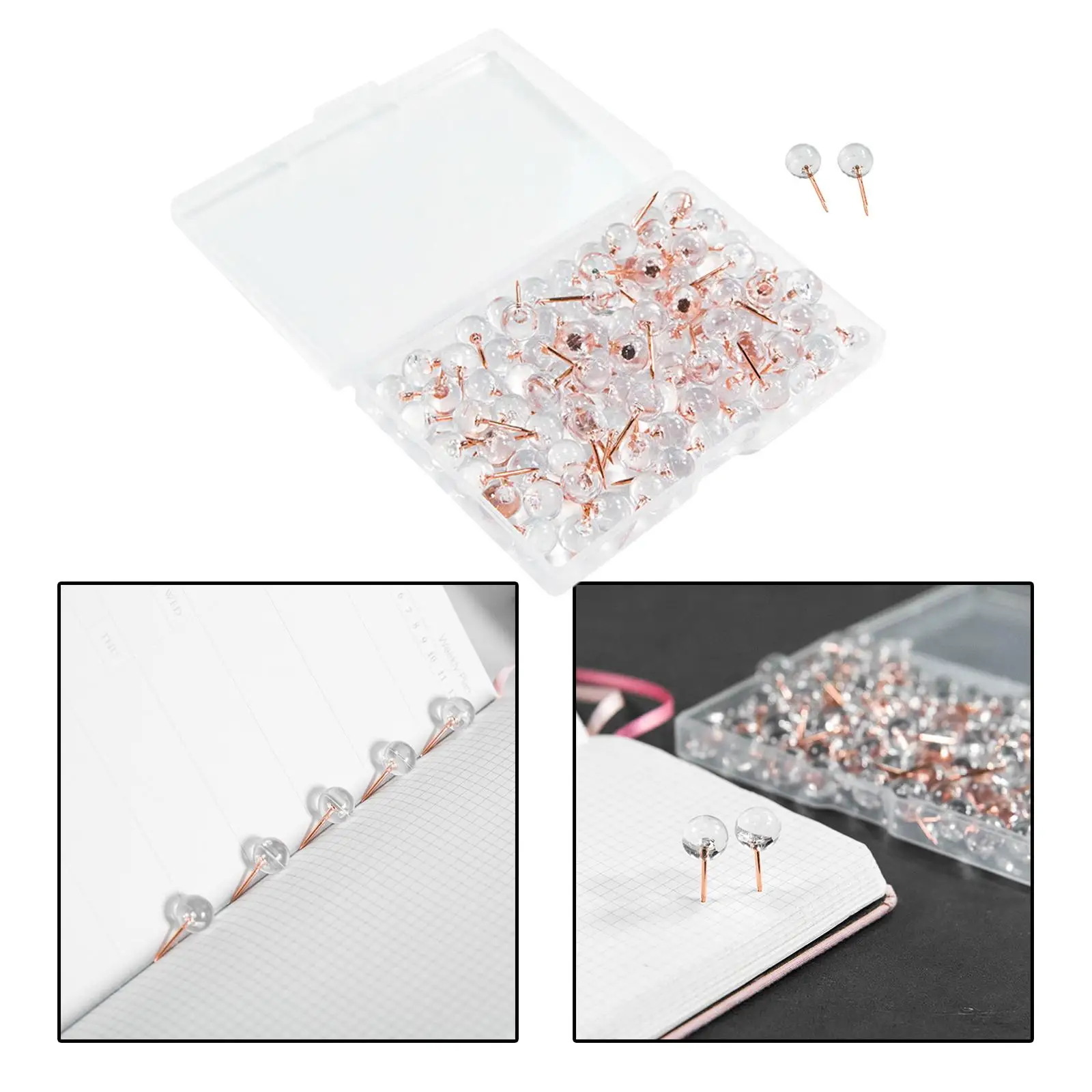 Push Pins - 100 Pack Tacks Acrylic Head with for Cork Bulletin Board, Picture Hanging