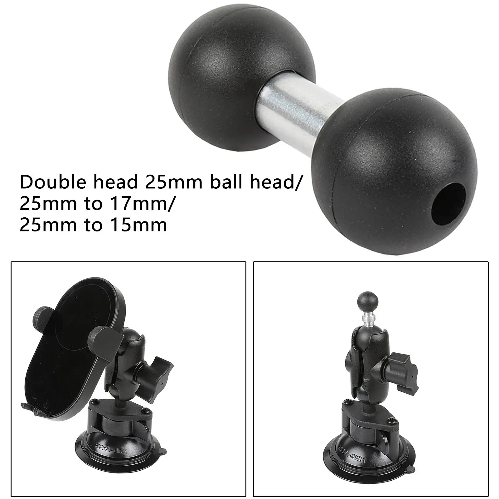 Composite Ball Adapter Accessories Rubber Stainless Steel Dual Ball Socket Mounting  for  Standard  GPS