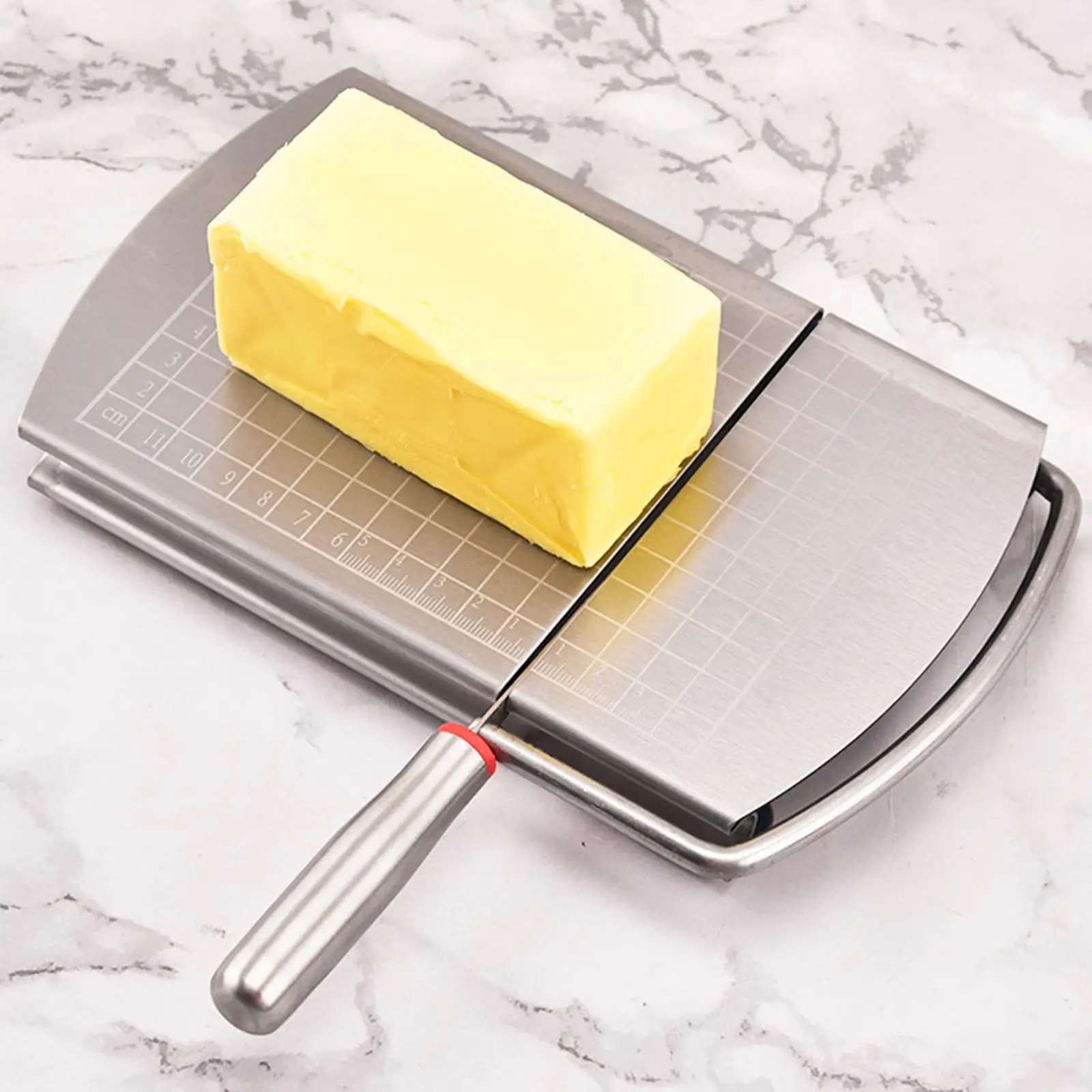 Stainless Steel Cheese Slicer Gift Heavy Duty Cheese Slicer Cutting Board Cheese Cutter for Kitchen Home Cafe Bar Restaurant