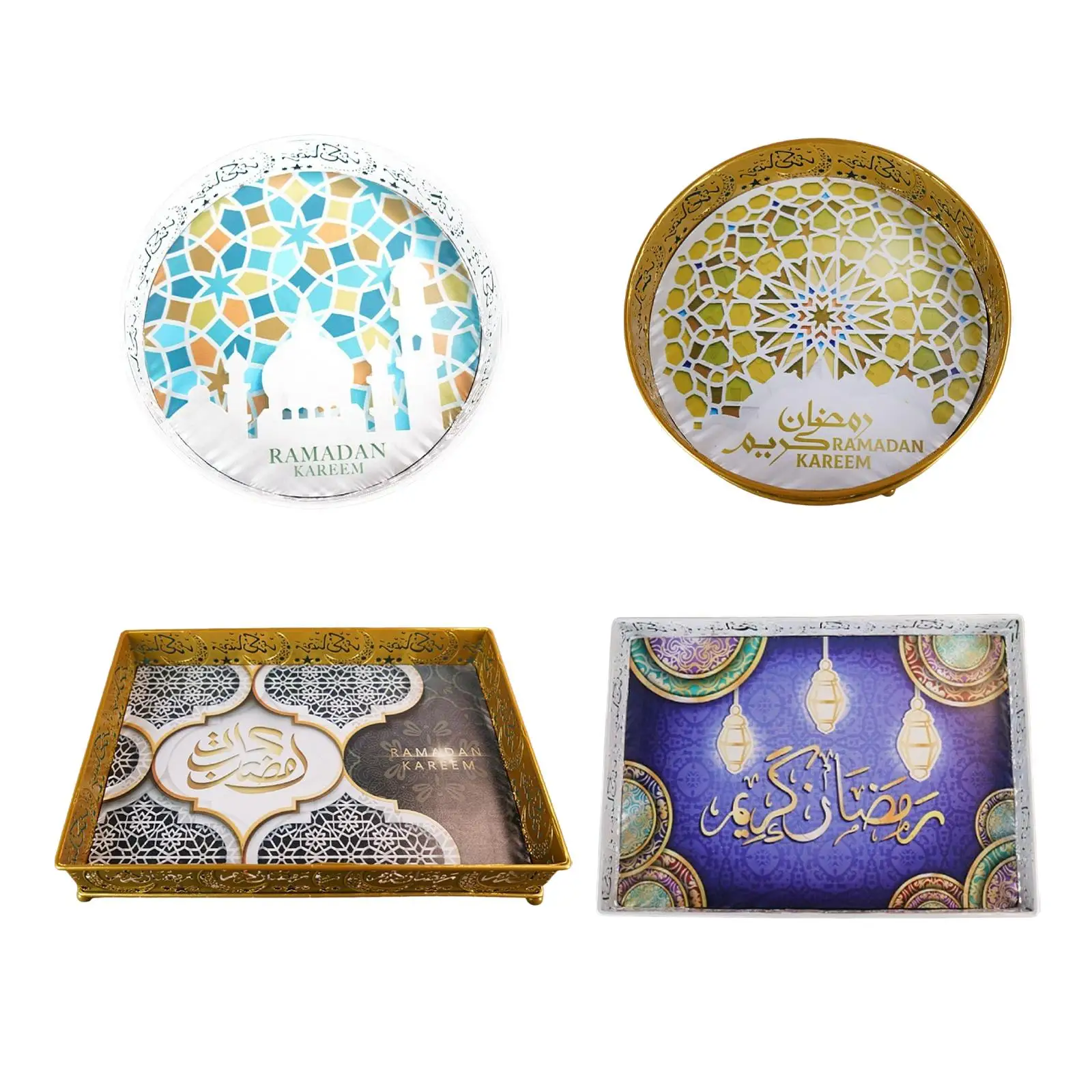 Ramadan Trays Party Serving Tray Metal Platters Iron for Home Event Festival