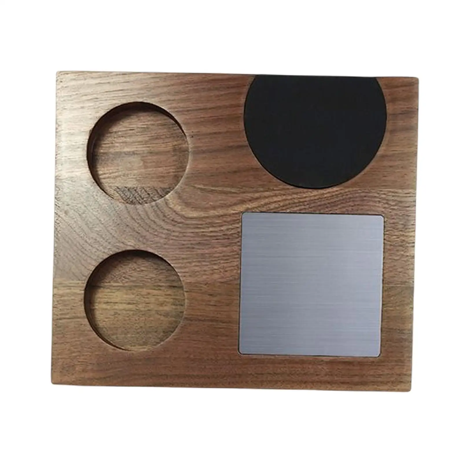 Wood Coffee Filter Tamper Holder Mat Tamper Station Anti Slip Foot Pad Portafilter Basket Holder Card Slot Design Durable