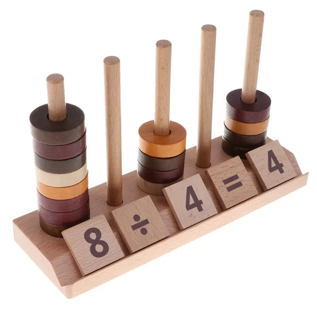 76pcs Wooden Montessori Numbers Counting & Calculating Mathematics Blocks Children Kids Math  Activity