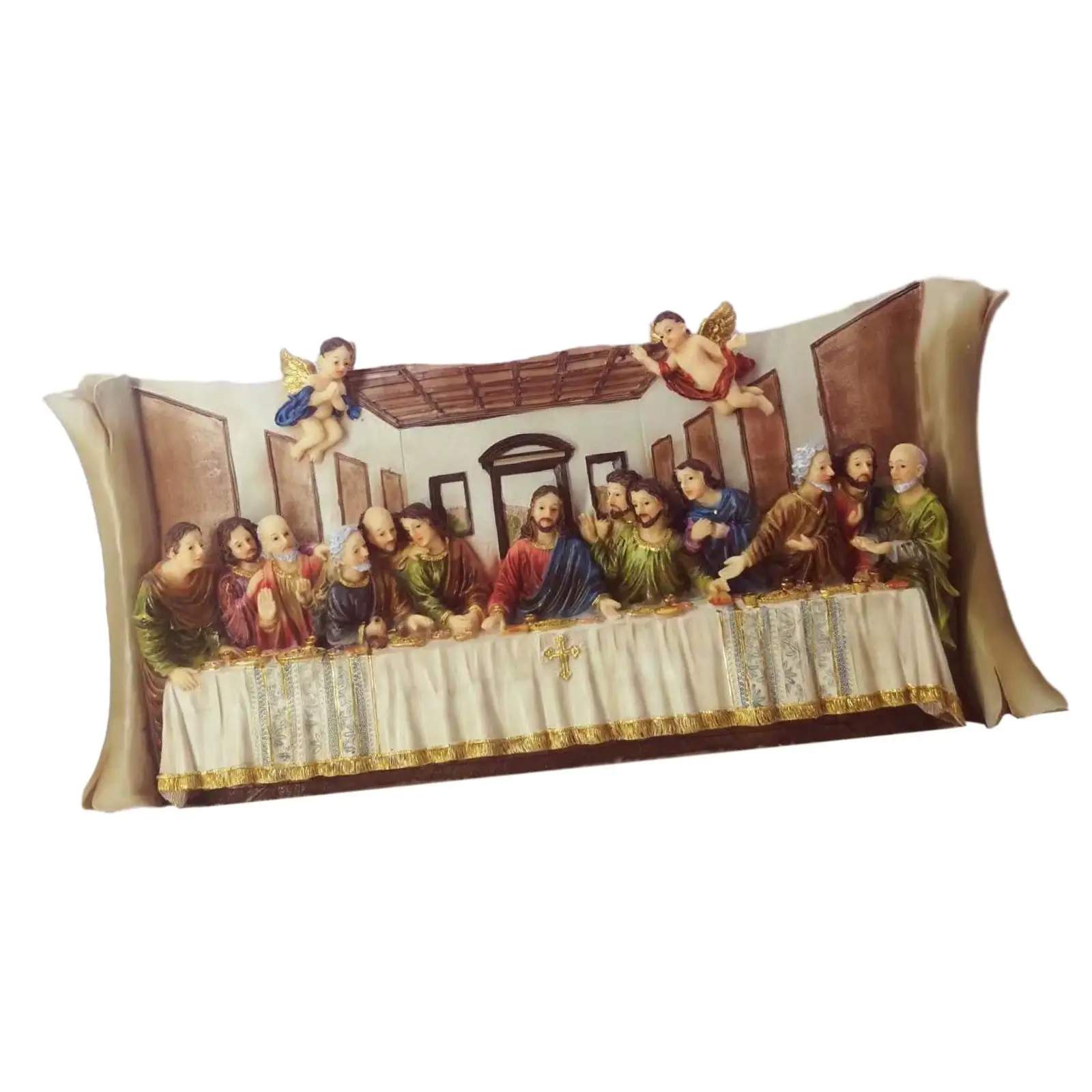 Resin Last Supper Sculpture Statue Artwork Christian Catholic Figurine Crafts Religious Statue for Home Bedroom Office Decor