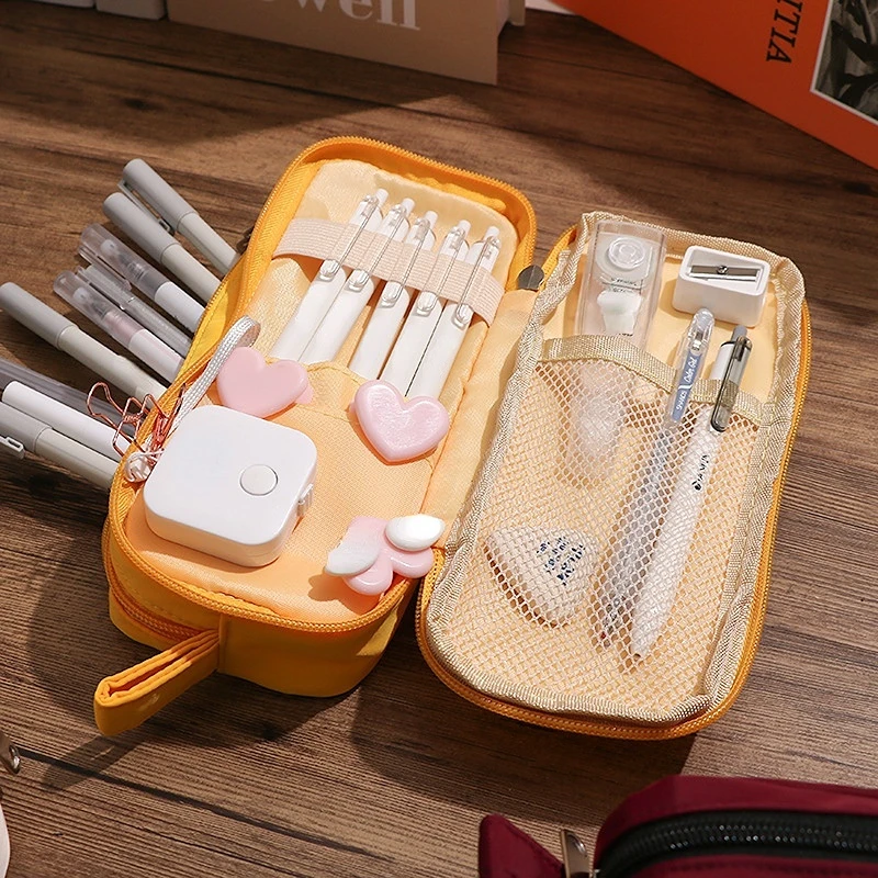 Cyflymder Large Capacity Transparent Pencil Bag Aesthetic School Cases  Children Stationery Holder Bag Pen Case Students School Supplies