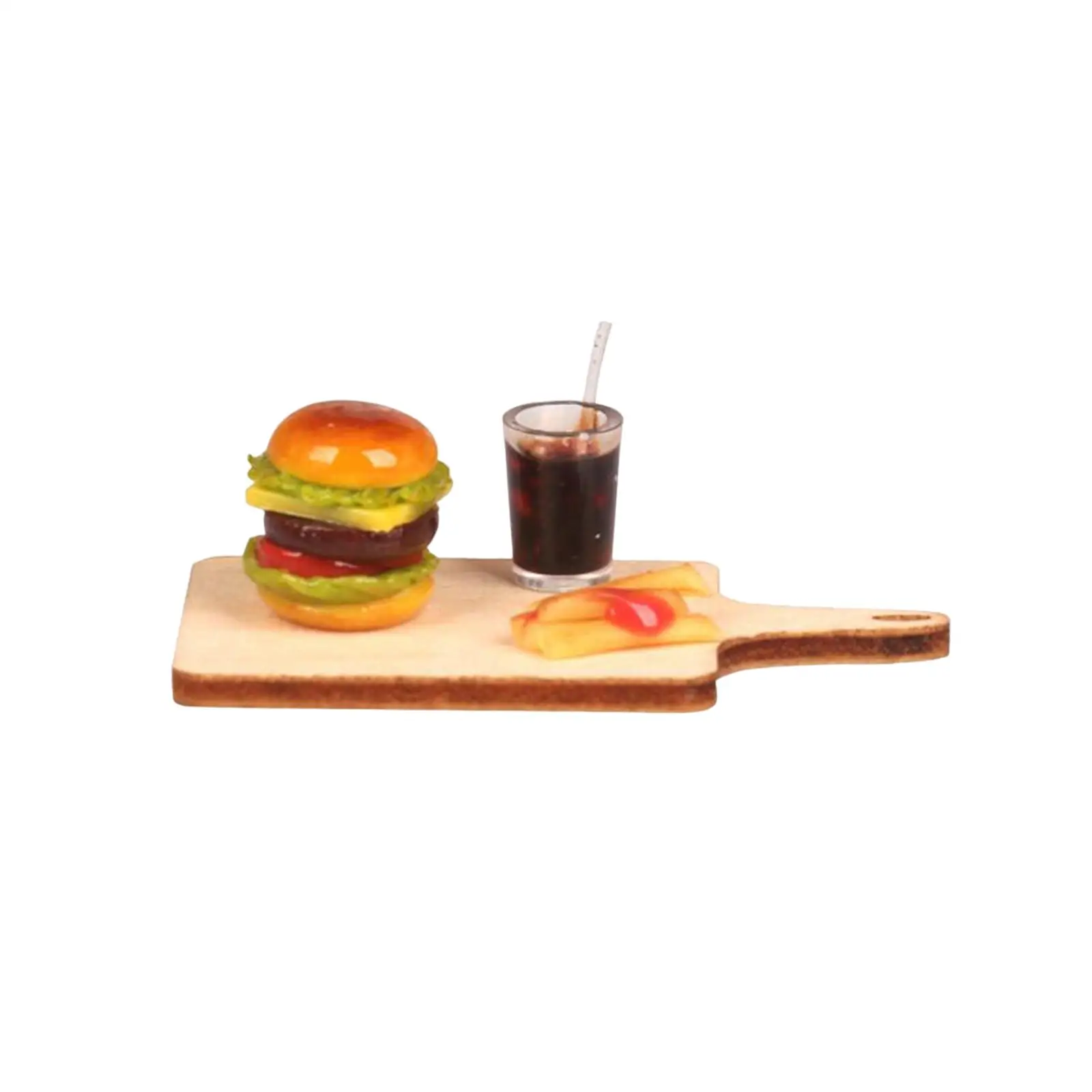 Miniature Dollhouse Accessory Miniature Foods Drinks Toys Simulation Hamburger French Fries Cola Set Model