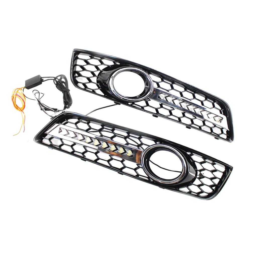 Car Front Fog Light Grilles Cover Trim Dynamic Flowing LED Lower Bumper Grill Fit for Audi A3 8P 2009-2013Left and Right Side