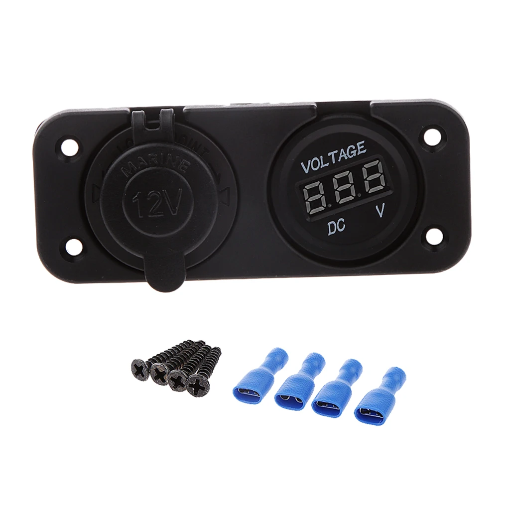 Cigarette Lighter Socket Voltmeter Dust 2-Pin Connection for Car Boat