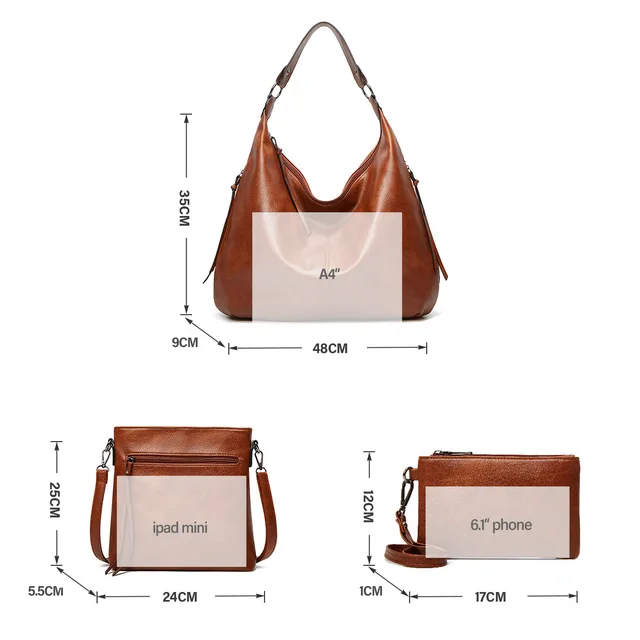 THREE COMPARTMENT HANDBAG AND SHOULDER BAG WITH LONG BELT AND CLASSY L –