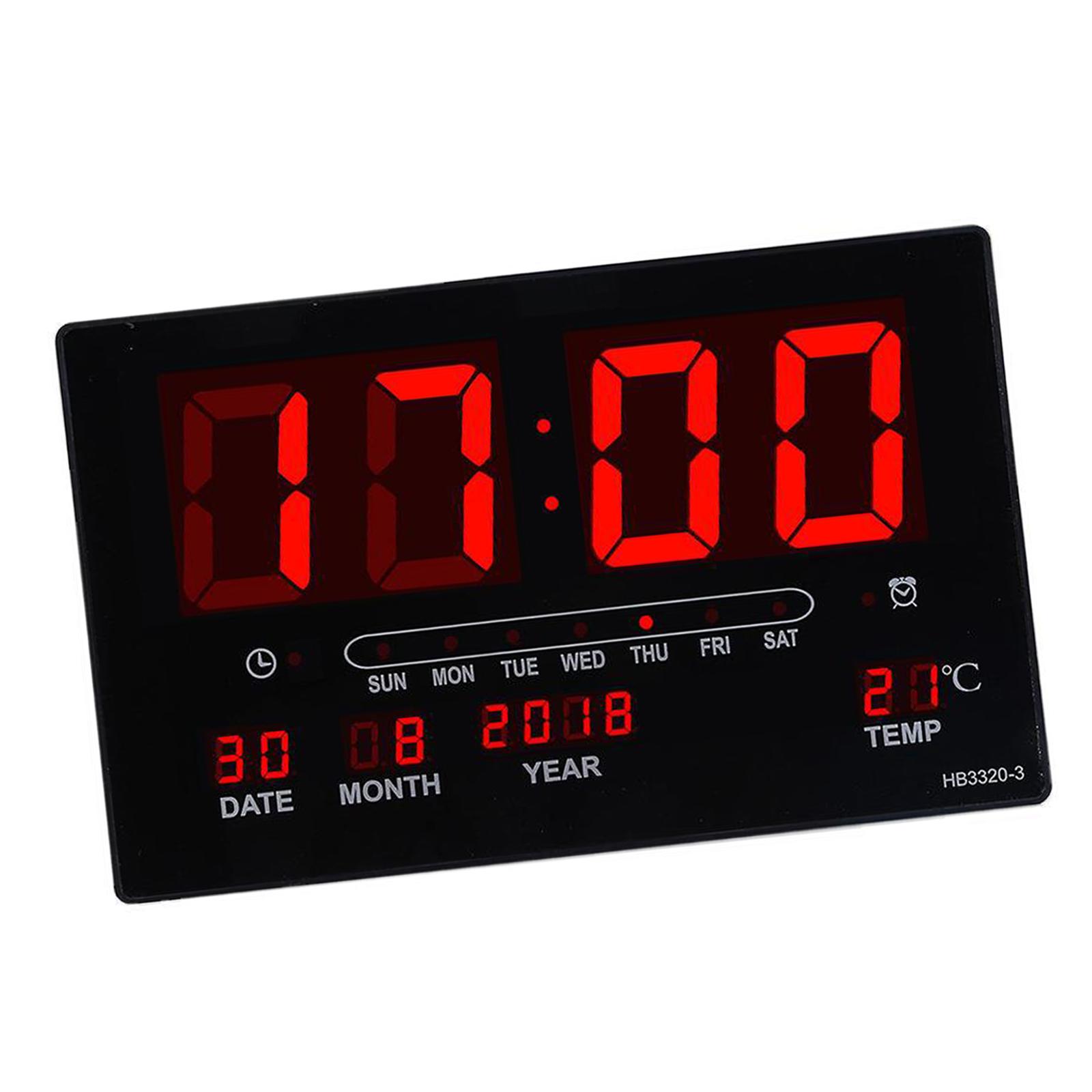 Modern Digital Wall Clock Calendar W/ Indoor Temperature Housewarming Gift Alarm Clocks for Office Home Decoration Gym Training