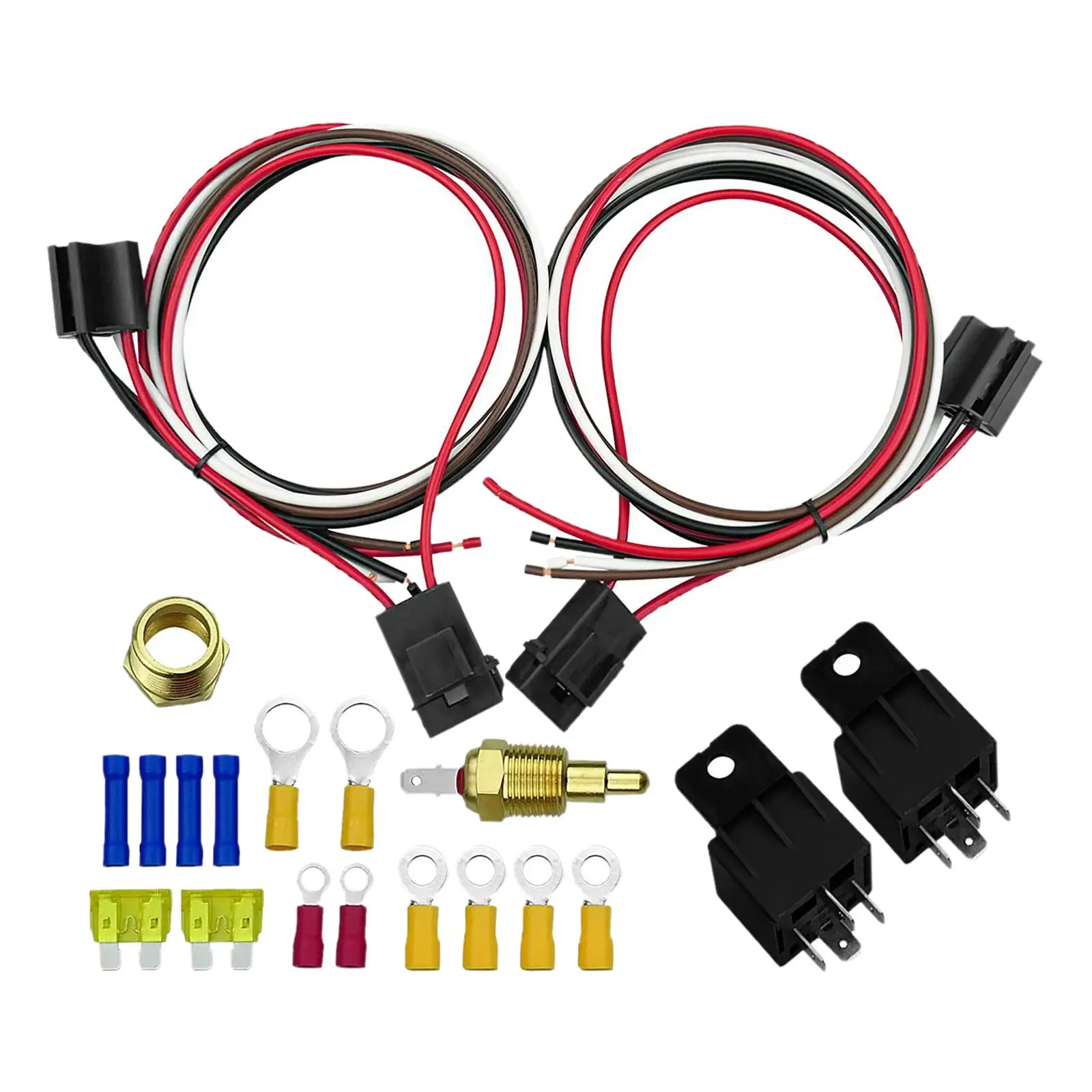 Auto Electric Fan Wiring Kit 185 On 175 Off 40 Amp Thermostat Kit Relay