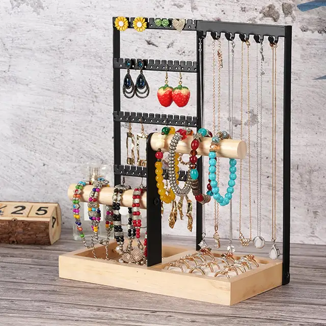 Jewelry Display Counter Retail Display Racks Earrings Jewelry Store Display  Rack for Earring Necklace Wooden Desktop Earring Holder Stand with Hooks -  China Display Rack and Jewelry Display price | Made-in-China.com