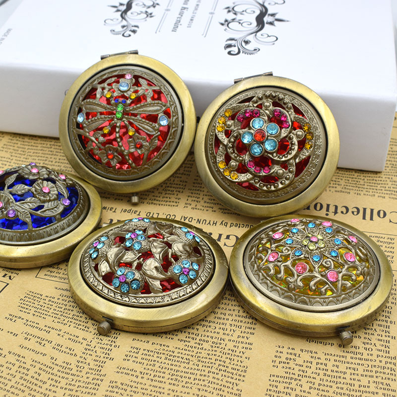 Best of Vintage Exquisite Hollow Flower Mirror Mini Folding Pocket Round Double-sided Makeup Mirror Portable Elegant Cosmetic Mirror Reviews & Tips