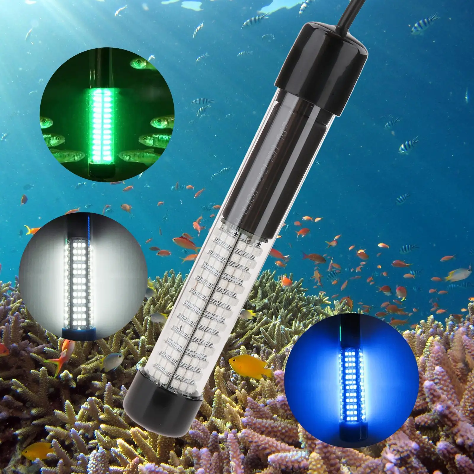 Submersible Fishing Light Outdoor Waterproof 5M Cord 20W Water Portable Crappie Fishes Finder Lamp for Ice Fishing