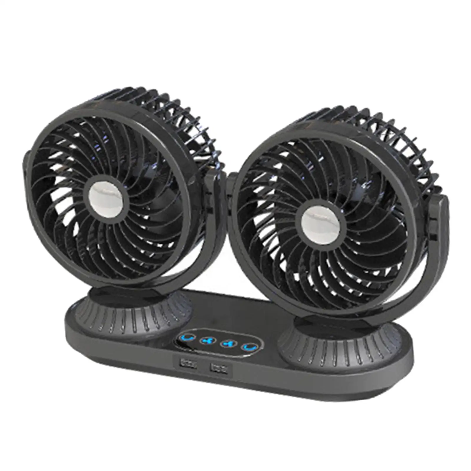 Dual Heads Car Fan for 12V 24V Vehicles 180 up and Down Adjustment Truck Fan