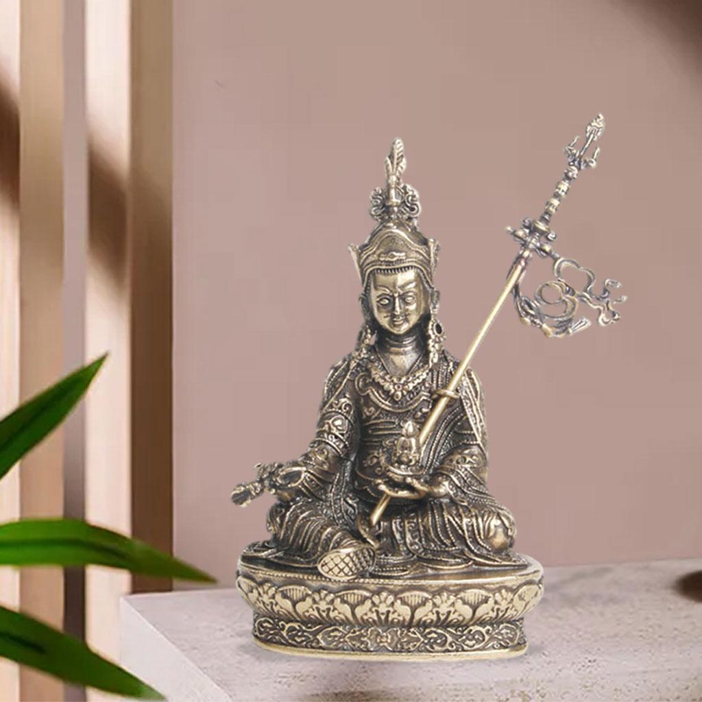 Mini Antique Copper Tibetan Buddha Statue Figurines , Fine Carving , Yoga Zen Decor East Asian Décor Rustic Finish Hand Crafted
