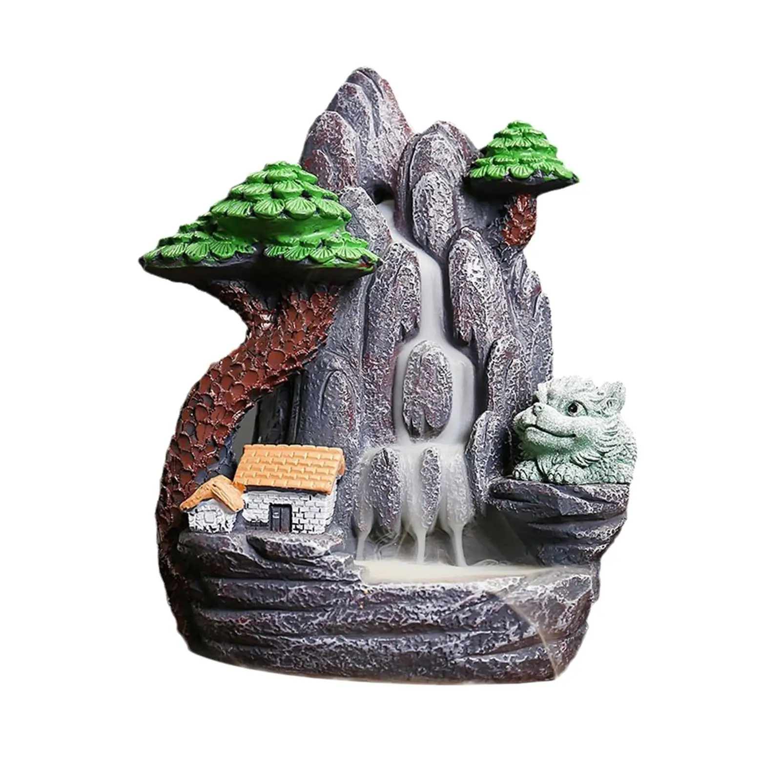 Mountain Backflow Incense Burner Sculpture Tabletop Ornament Incense Cone Holder for Office Table Yoga Desk Home Decoration