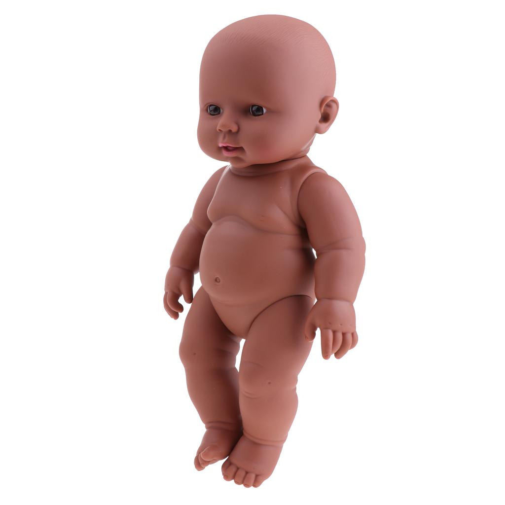 30cm Vinyl Silicone Newborn Reborn Baby Girl Doll Kids Appease Reborn Toy Toddler Bath Play Black Skin