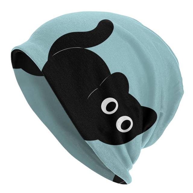 Black Cat Cat Loaf Men Women Thin Beanies Windproof Ski Cap Double