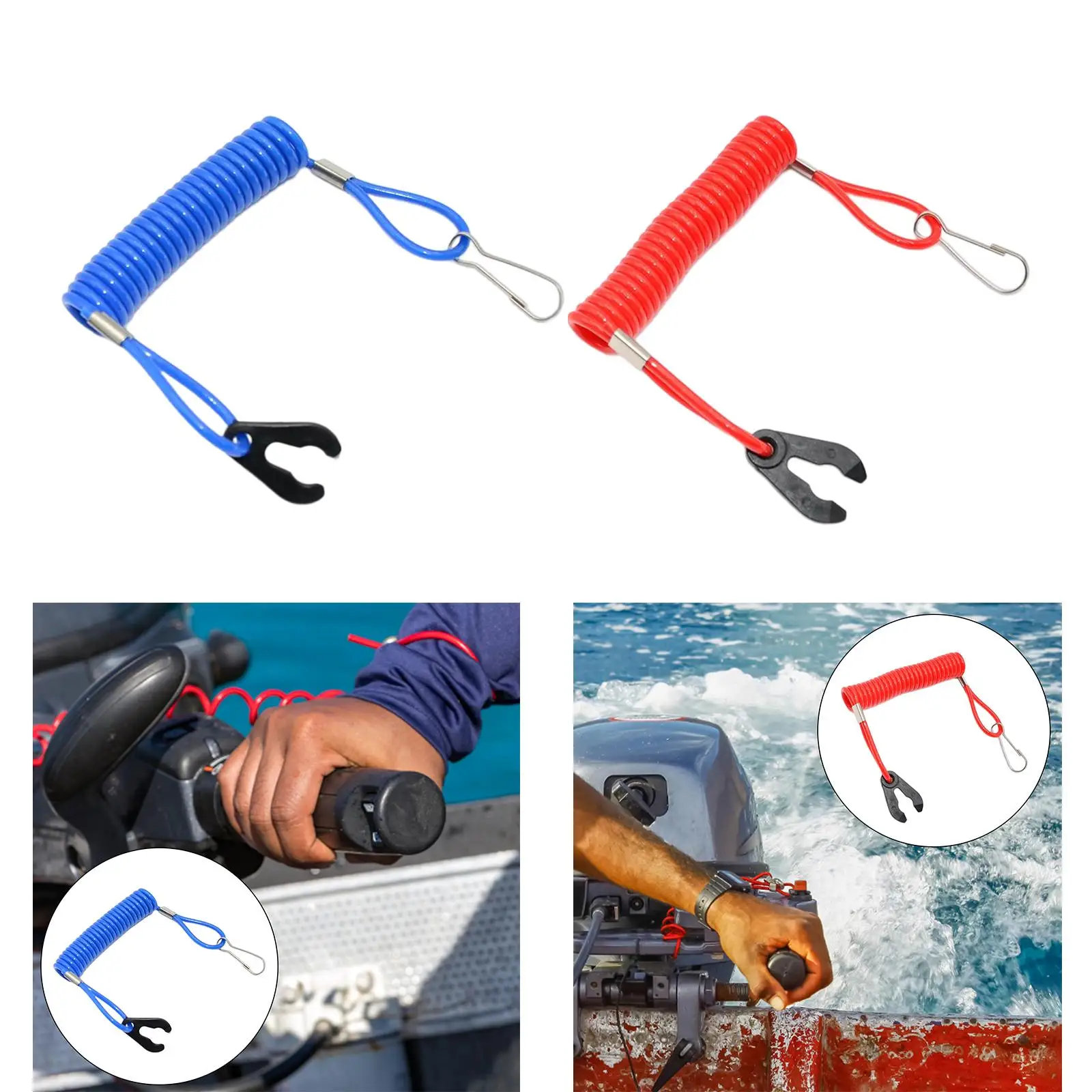 Kill Switch Safety Lanyard 1.6M Easy to Install Accessories Easy to Use Outboard Emergency Stop Lanyard for Outboard Motors