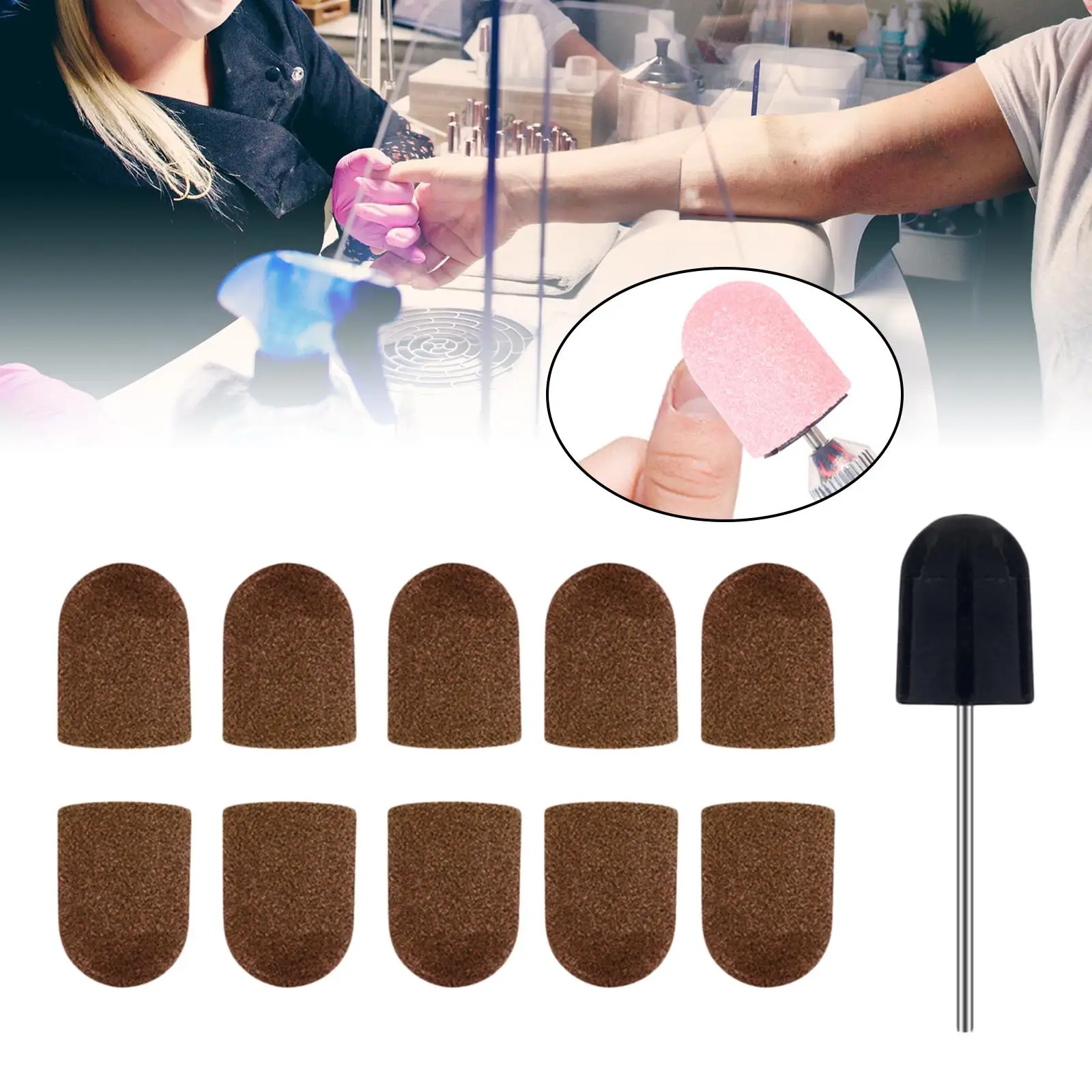 Nail Sanding Caps Bands Drill Accessories UV Gel Gel Polish Cuticle Pusher Sanding Grinding Head for Salon Home Use Nail Art