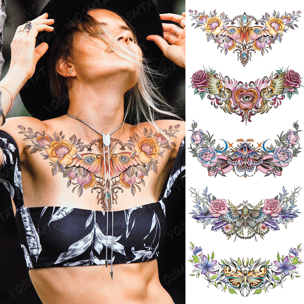 Best of Chest Tattoo Stickers Mandala Color Gemstone Flower Waterproof Temporary Fake Tato Large Waist Shoulder Sexy Body Art Men Women Reviews & Tips