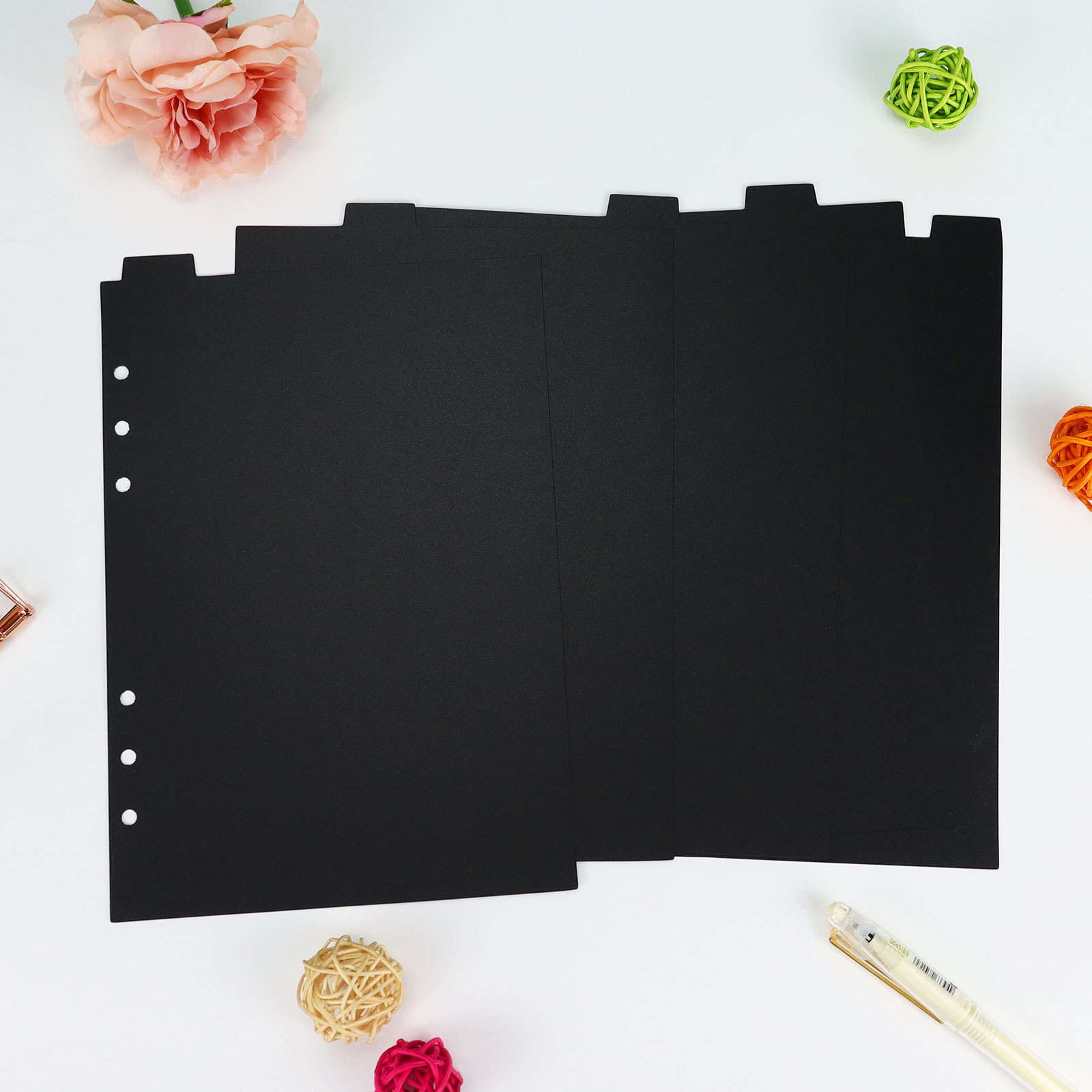 A5 A6 PP Schwarz Rosa Papier Index Teiler Niedlich 6 Löcher Für Binder Lose blatt Planer Notebook Schreibwaren Notebook Papier Teiler – Detail 2