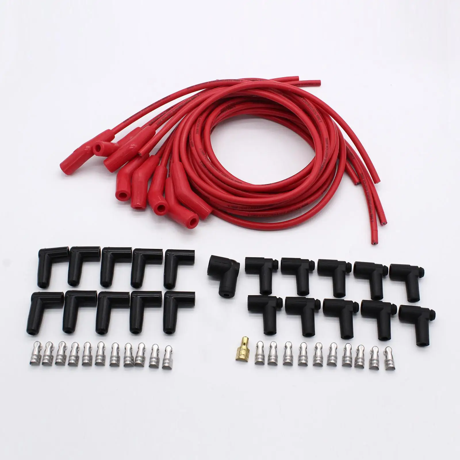 Spark Plug Wire Set Premium Durable Replaces Car Accessories Universal Red with 45/135 Spark Plug Boot for Mopar