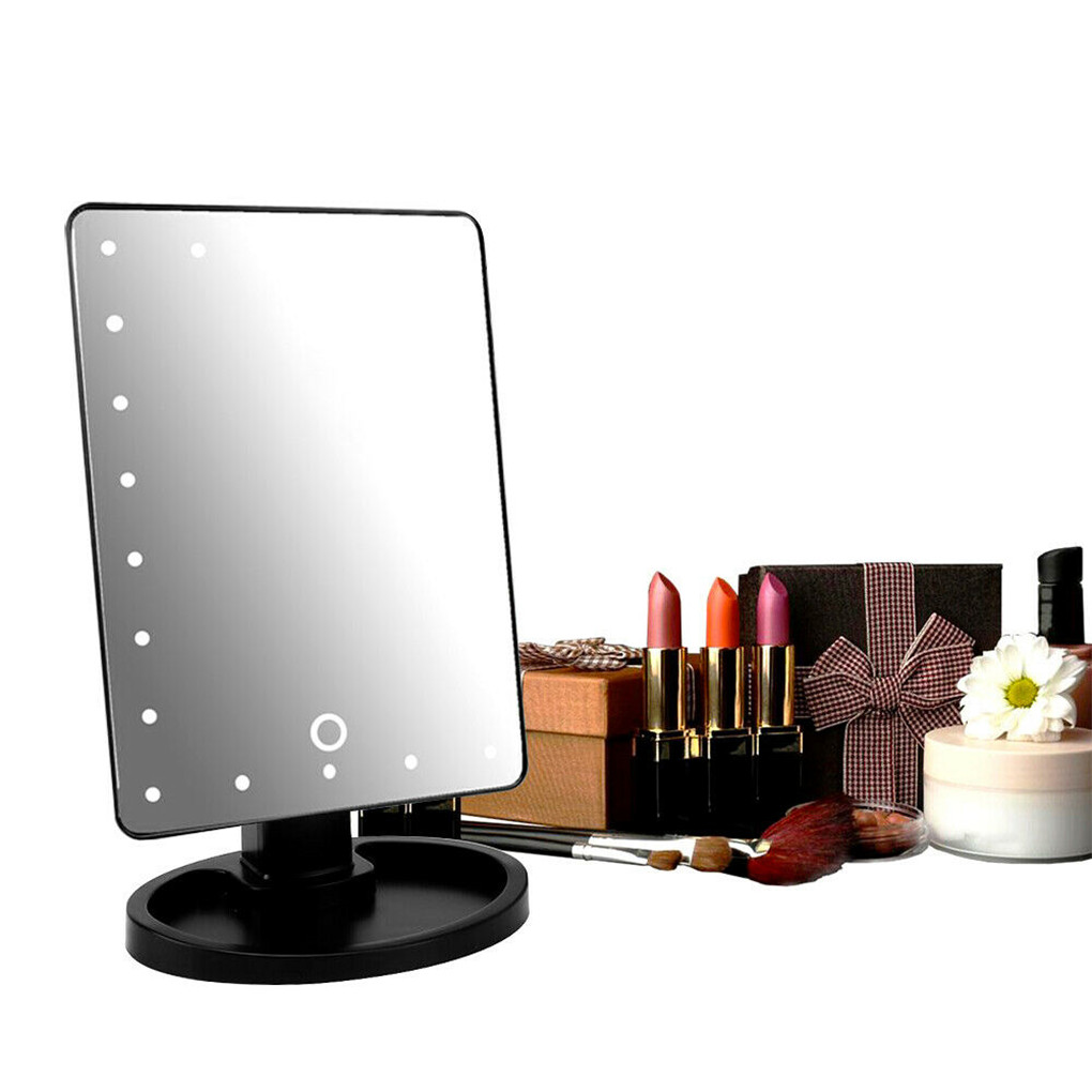 Description Picture 5 of item16 LED Vanity Light Touch Switch LED Desktop Storage Makeup Mirror With Light Dressing 360 °Rotating Portable Mirror Light