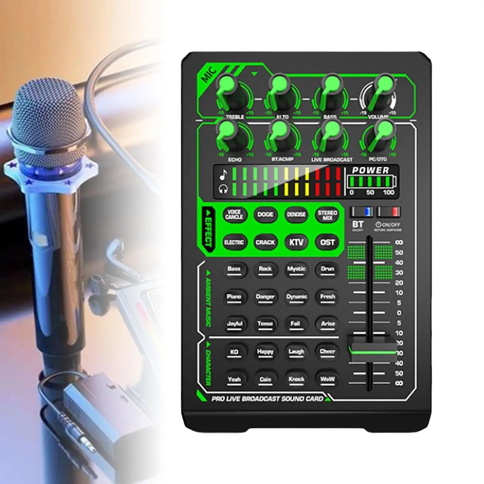 Live Broadcast Sound Card Plug and Play for Streaming Podcasts Studio Multiple Inputs Sound Mixer Board with 8 Control Knobs