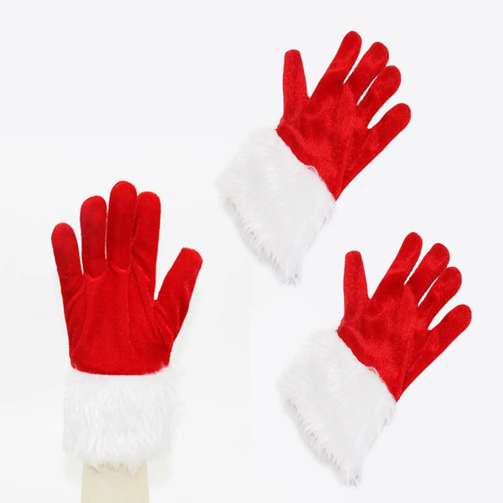 Red Gloves Winter with White Furry Elegant Multifunction Durable Short for Women, Kids Wedding Girls Cosplay Party