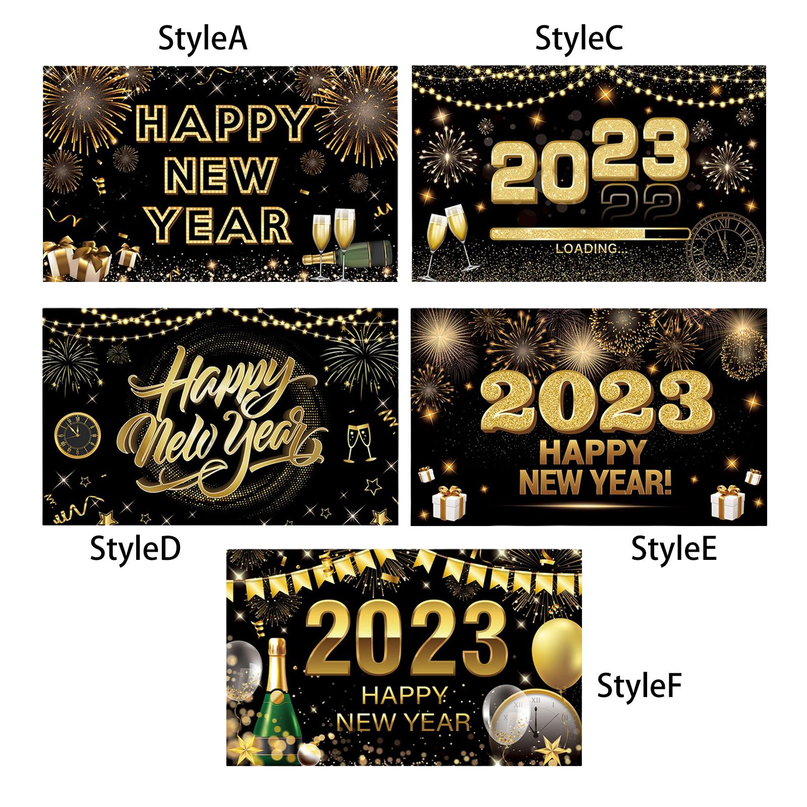 Happy New Year Banner 2023 Backdrop Festival New Year Decors Living Room Celebration Lawn Hanging Office Yard Wall Sign Poster