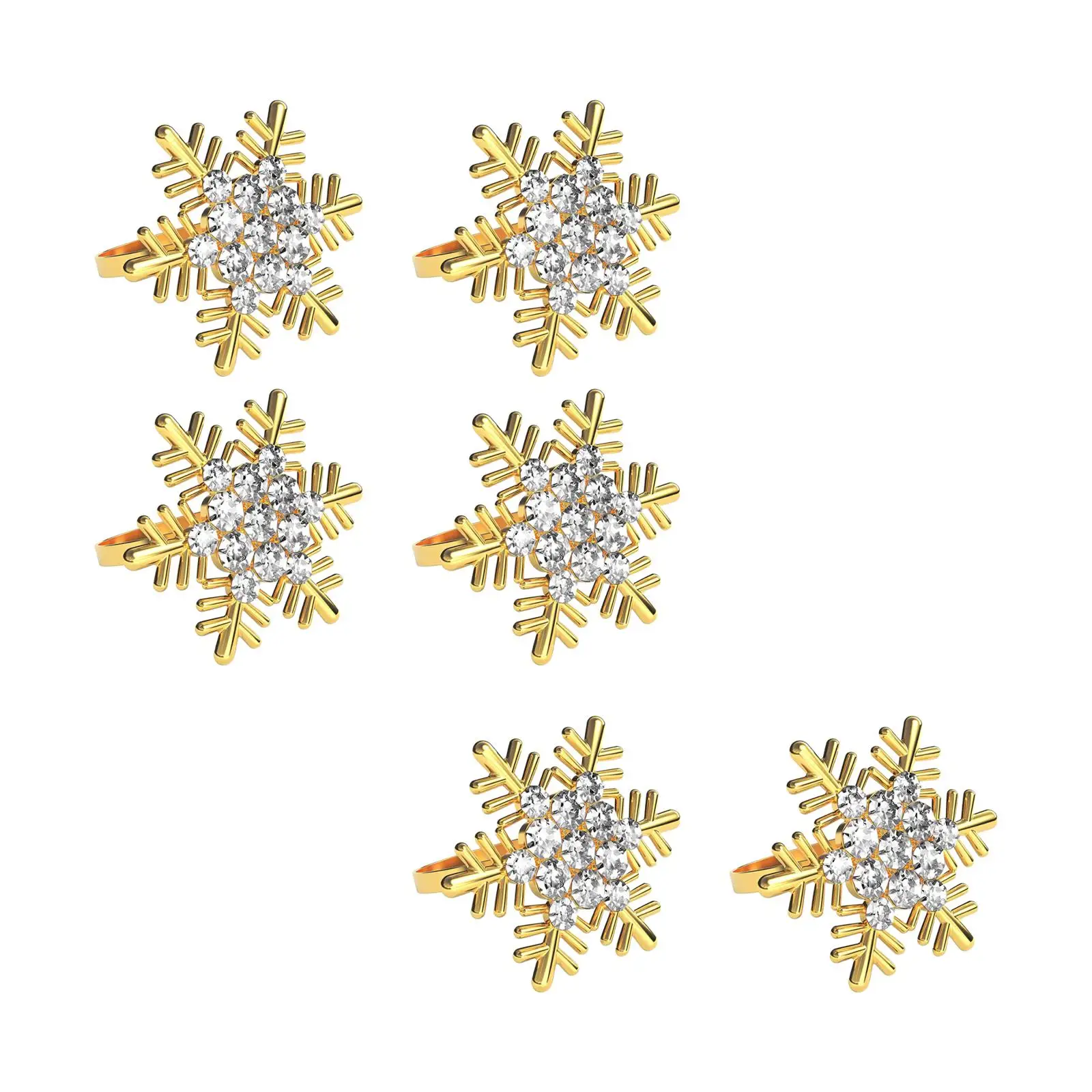 6Pcs Snowflake Napkin Rings Napkin Holders for Table Settings Banquet Dinner